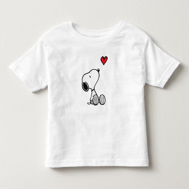 Camiseta Infantil Amendoins Coração Sentado Snoopy (Frente)