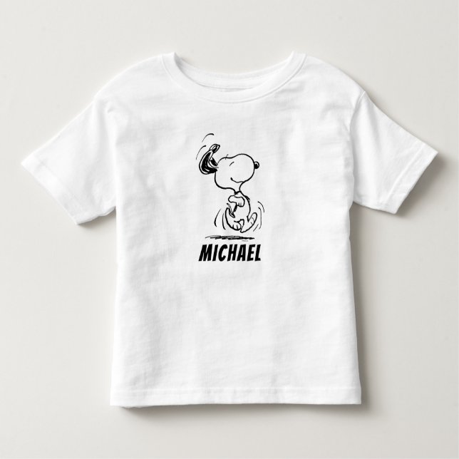 Camiseta Infantil Amendoins | Dança Feliz Snoopy (Frente)