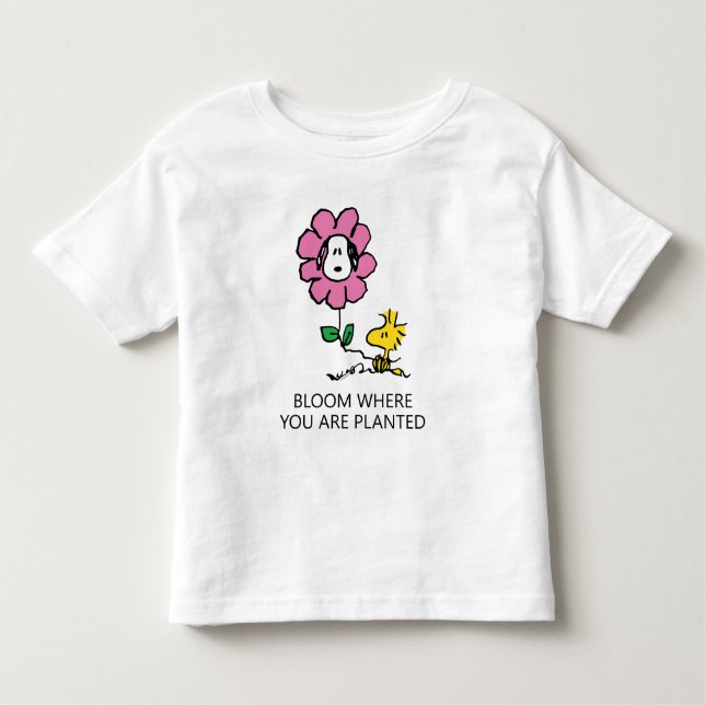 Camiseta Infantil Amendoins | Esnoopia E Flor De Madeira (Frente)