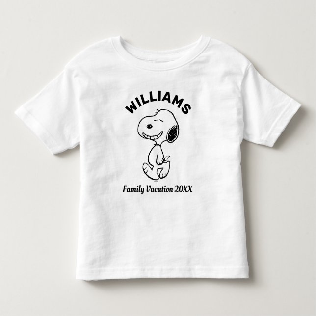 Camiseta Infantil Amendoins | Férias Familiares Snoopy (Frente)