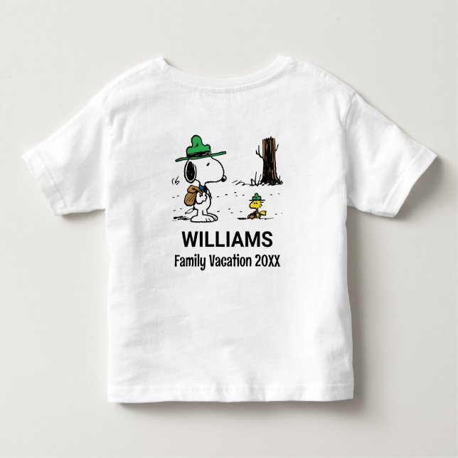 Camiseta Infantil Amendoins | Férias Snoopy & Woodstock Family (Verso)