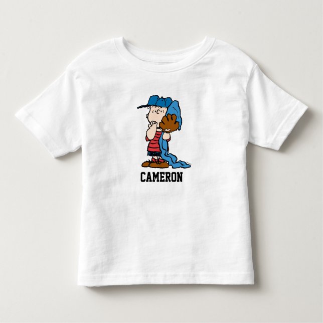 Camiseta Infantil Amendoins | Linus Na Sua Arte De Basebol (Frente)