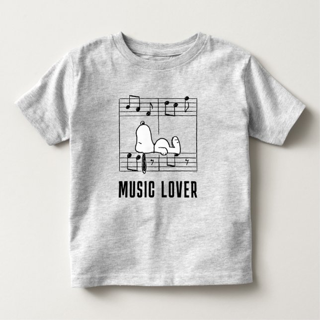 Camiseta Infantil Amendoins | Notas Musicais de Esnoopia (Frente)