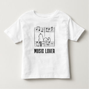 Camiseta Infantil Amendoins Notas Musicais de Esnoopia