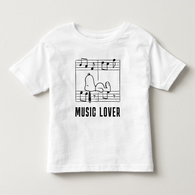 Camiseta Infantil Amendoins | Notas Musicais de Esnoopia (Frente)