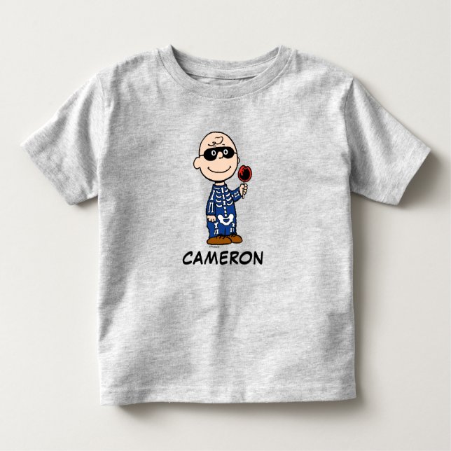 Camiseta Infantil Amendoins | Skeleton Charlie Brown (Frente)
