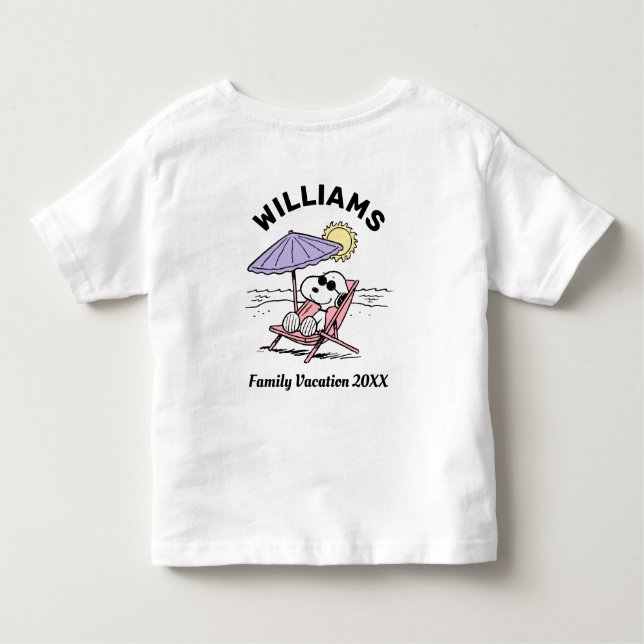 Camiseta Infantil Amendoins | Snoopy Beach Family Vacy T-Shirt (Verso)