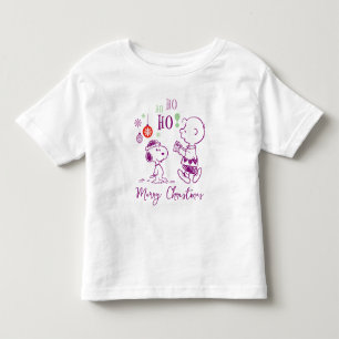 Camiseta Infantil Amendoins   Snoopy & Charlie Brown Ho Ho Ho Ho