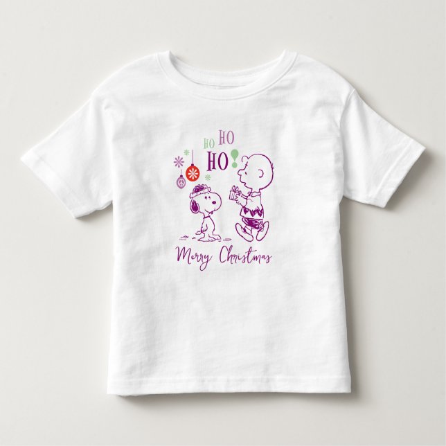 Camiseta Infantil Amendoins | Snoopy & Charlie Brown Ho Ho Ho Ho (Frente)