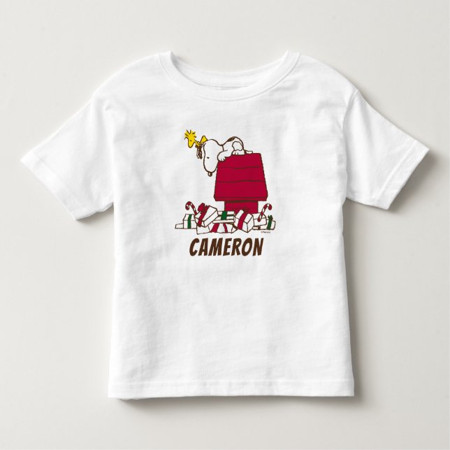Camiseta Infantil Amendoins | Snoopy & Woodstock Feliz Ugly Sweater (Frente)