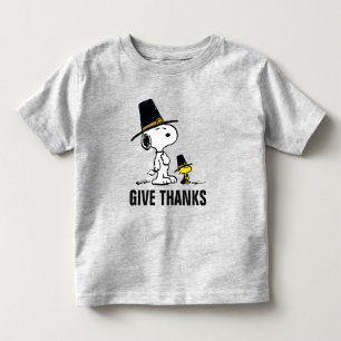 Camiseta Infantil Amendoins Snoopy & Woodstock Pilgrim