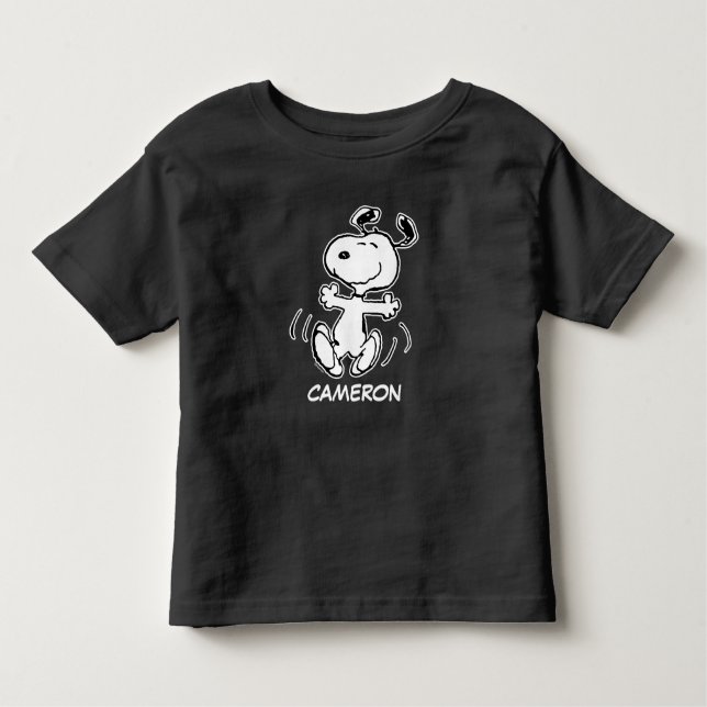 Camiseta Infantil Amendoins | Uma dança feliz snoopy (Frente)
