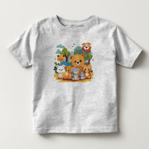 Camiseta Infantil Amigos Animais Fofinhos e Divertidos de Jersey Fin