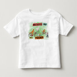 Camiseta Infantil Amigos Animais Fofos de Bicicleta