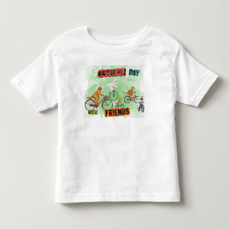 Camiseta Infantil Amigos Animais Fofos de Bicicleta