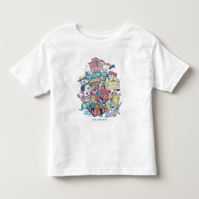 Camiseta Infantil AMIGOS™ | Colagem de Cartoons (Frente)