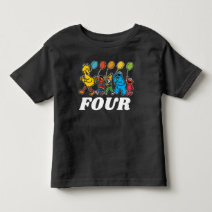 Camiseta Infantil Amigos da Rua Sésamo Balões de Aniversário de 4