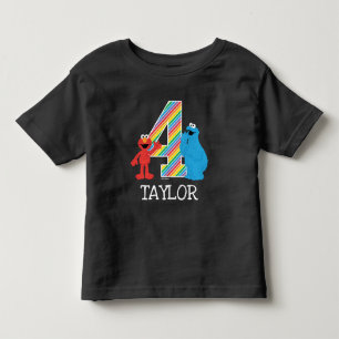 Camiseta Infantil Amigos da Rua Sésamo Quadro Preto Arco-íris 4º Ani