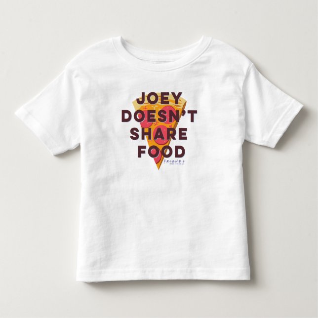 Camiseta Infantil AMIGOS™ | Joey não compartilha Comida - Pizza (Frente)