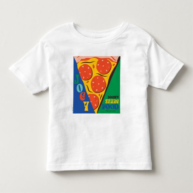 Camiseta Infantil AMIGOS™ | Joey não compartilha Comida - Pizza Grap (Frente)