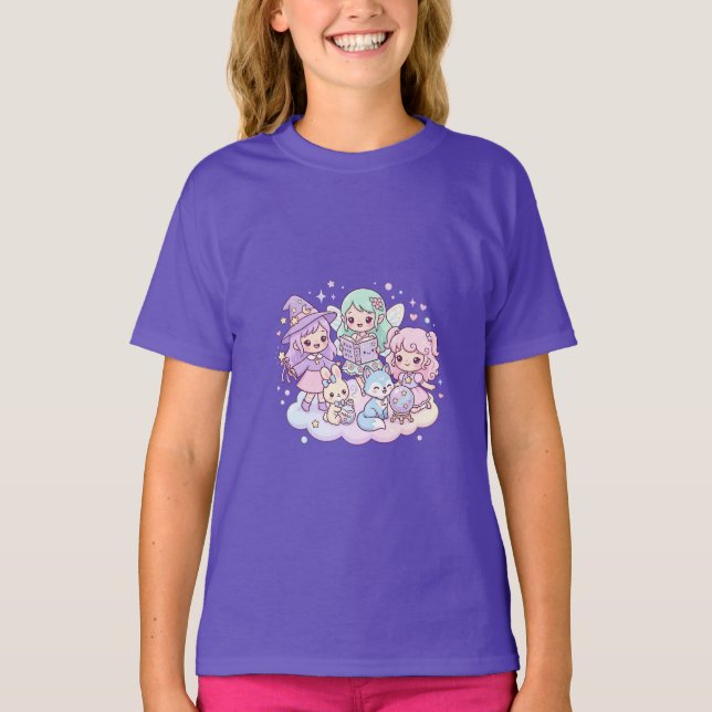 Camiseta Infantil Amigos Mágicos Fofa (Frente)