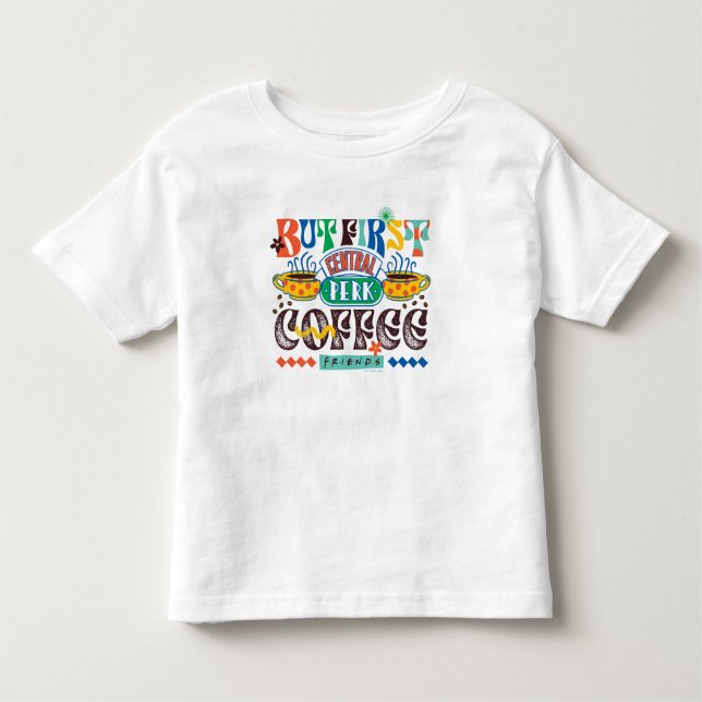 Camiseta Infantil AMIGOS™ | Mas Primeiro Gráfico Vibrante De Café (Frente)