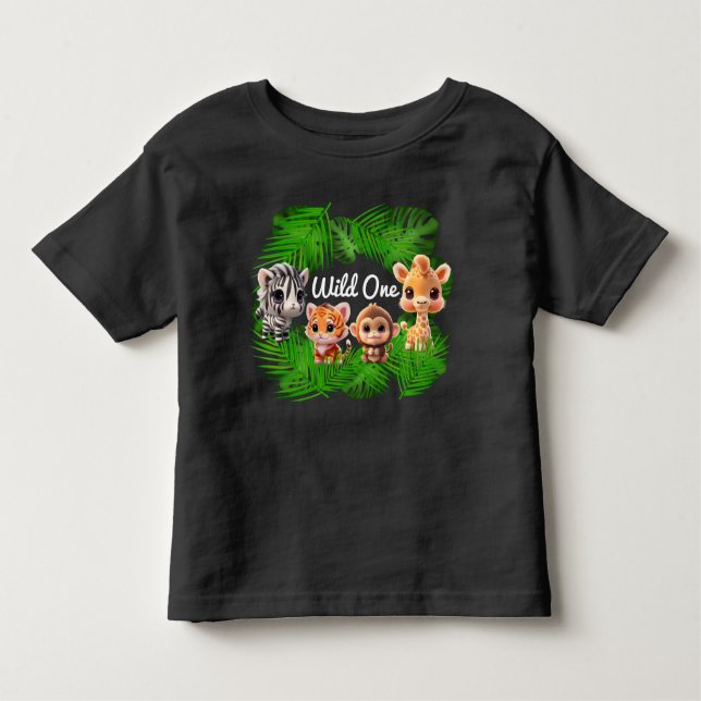 Camiseta Infantil Amigos Safari girafa zebra elefante-macaco-zebra (Frente)