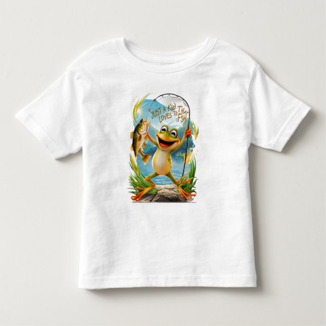 Camiseta Infantil Amizade Aquática: Sapo com Peixe na Água (Frente)
