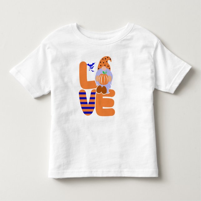 Camiseta Infantil Amor Bonito, Impressão de Abóbora Gnomos Toddler (Frente)