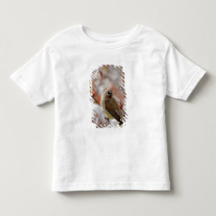 Camiseta Infantil Ampelinha adulta sobre pilriteiro com neve,