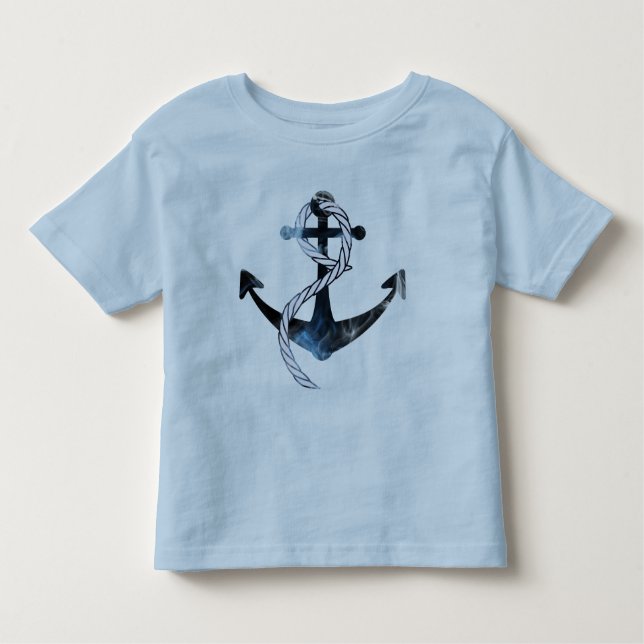 Camiseta Infantil Âncora de navios azuis (Frente)