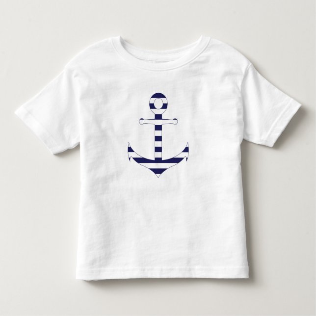 Camiseta Infantil Âncora náutica Stripy (Frente)