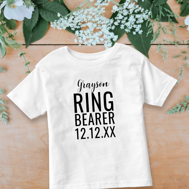 Camiseta Infantil Anel Bearer Festa de Bridal Festa Personalizada Be (A cute t-shirt for your ring bearer. Just add your their name and your wedding date)