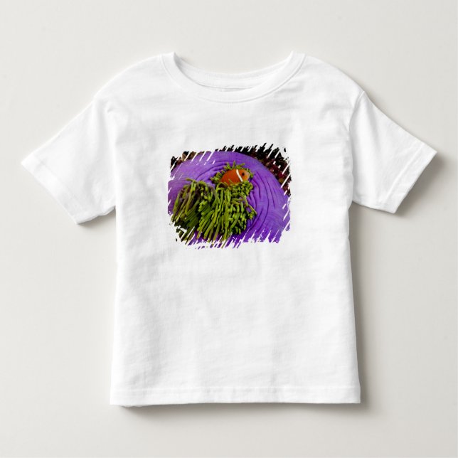 Camiseta Infantil Anemonefish e grande anêmona (Frente)