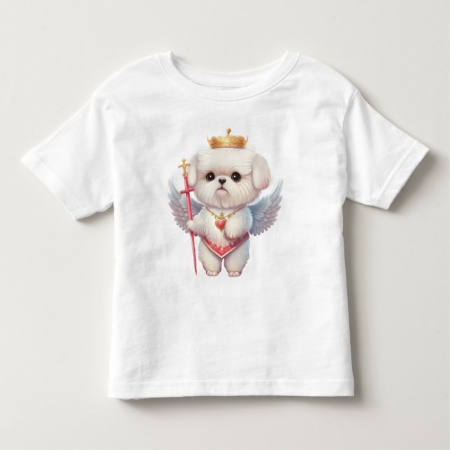 Camiseta Infantil Angel maltesa Puppy, amantes de cães maltes e dono (Frente)