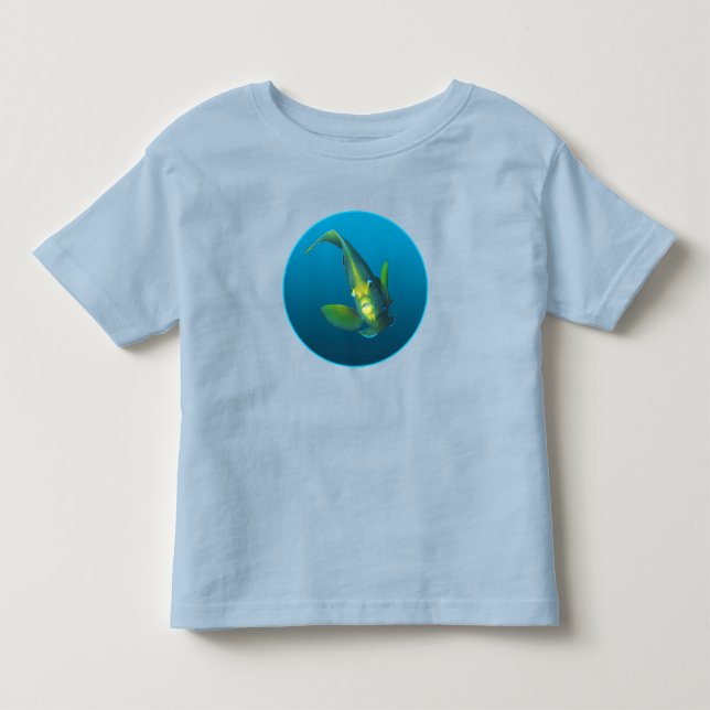 Camiseta Infantil Angelfish - Design sobre fundo azul gradiente | (Frente)