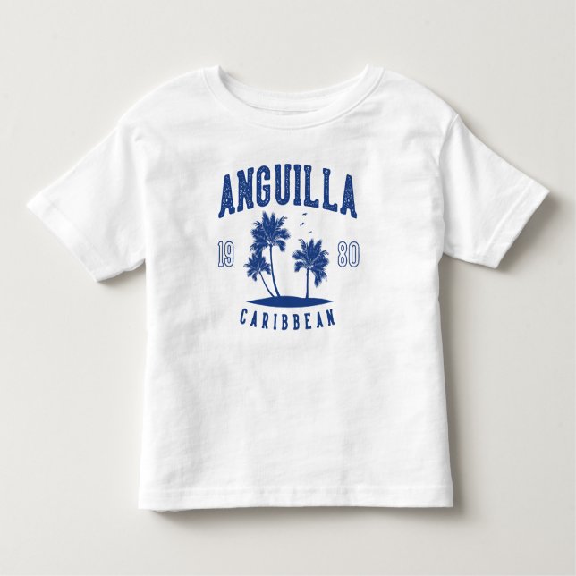 Camiseta Infantil Anguilla Caribbean Palm Tree 1980 (Frente)