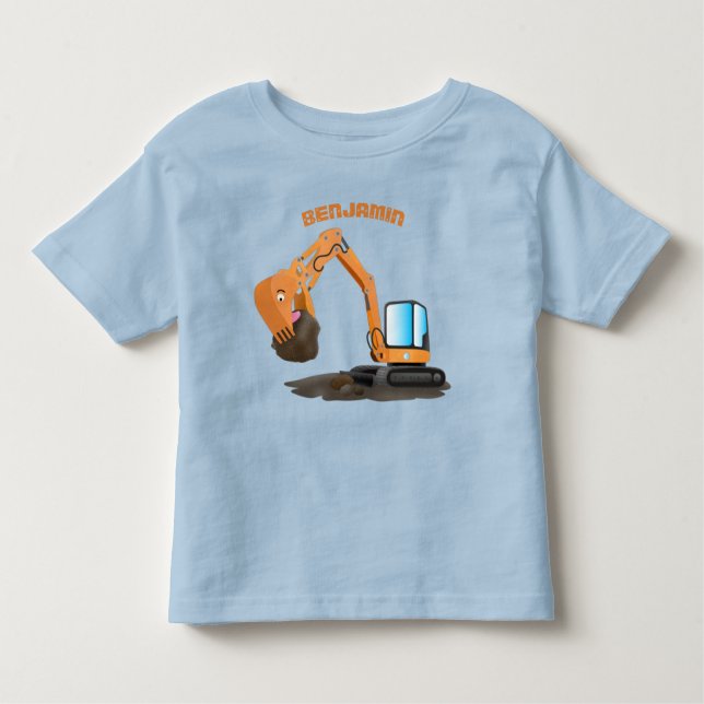 Camiseta Infantil Animador de escavação laranja-branca (Frente)