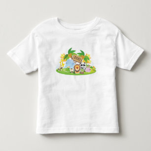 Camiseta Infantil Animais bonitos do jardim zoológico dos desenhos