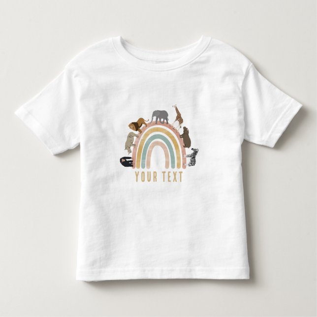Camiseta Infantil Animais da selva-arco-íris (Frente)