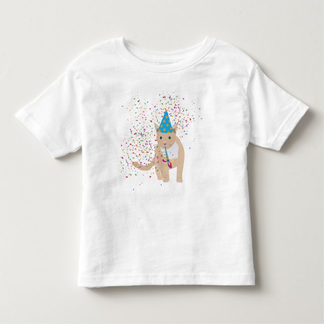 Camiseta Infantil Animais de Gato Engraçados Fazendo Festa (Frente)