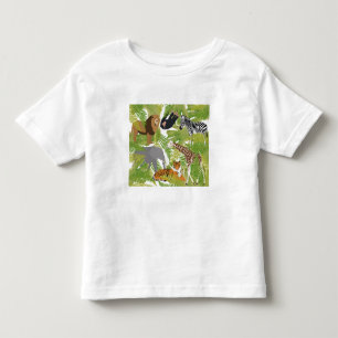 Camiseta Infantil Animais de Safari da Selva Fofos Menino Menina