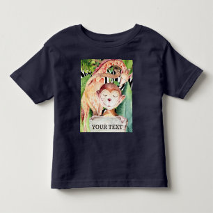 Camiseta Infantil Animais de Safári na Selva Girafa Macaco Personali