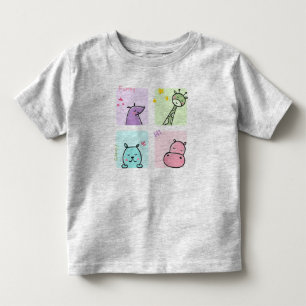 Camiseta Infantil Animais Doodle Fofa