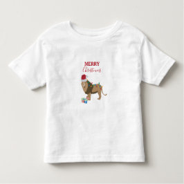 Camiseta Infantil Animais Engraçados do Leão de Natal com Papai Noel