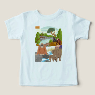 Camiseta Infantil Animais Fofos da Selva Florest
