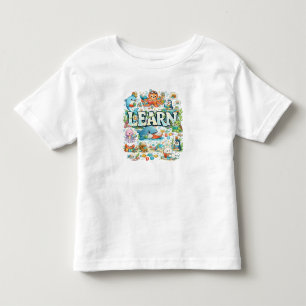 Camiseta Infantil Animais Marinhos do Oceano LEARN Gráfico Infantil