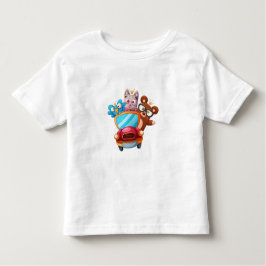Camiseta Infantil Animais num carro n.o 1