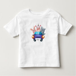 Camiseta Infantil Animais num carro n.o 2