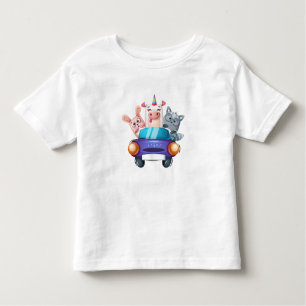 Camiseta Infantil Animais num carro n.o 2